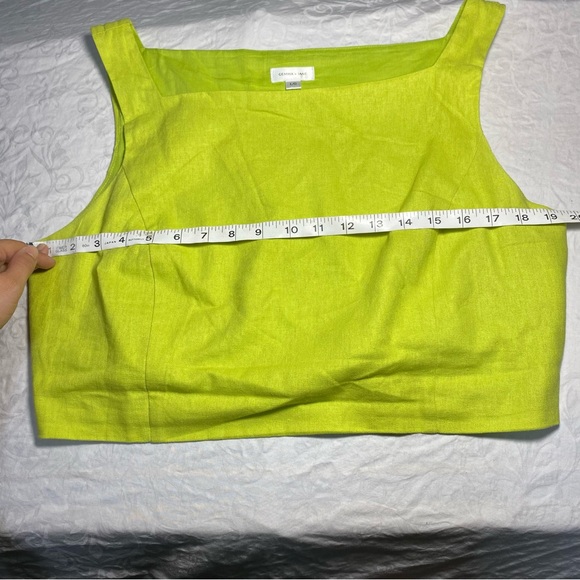 Linen Lined Crop Top Zip Side Lime Green Large Fitted Relaxed Fit Women’s Large - Picture 4 of 6